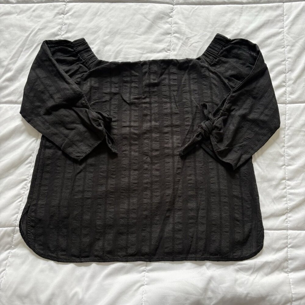 Bailey 44 Yarrow Off The Shoulder Top Womens Size Medium Black Tie Sleeve